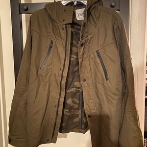 Dark green Zara jacket with removable hood